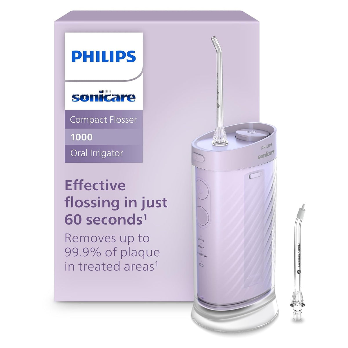 Philips Sonicare Compact Flosser 1000, Portable Water Flosser with 3 Flossing Modes (HX3333/23)