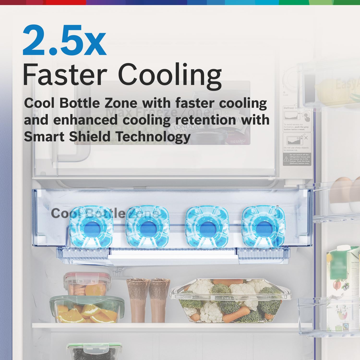 Bosch 187 L, 3 Star, Single Door Refrigerator with Industry's largest base drawer, vegetable box* & Beverage space (CST18B33PI, Feather Blue) 18 Hr Cooling Retention, 2.5x Cooling, inverter compressor