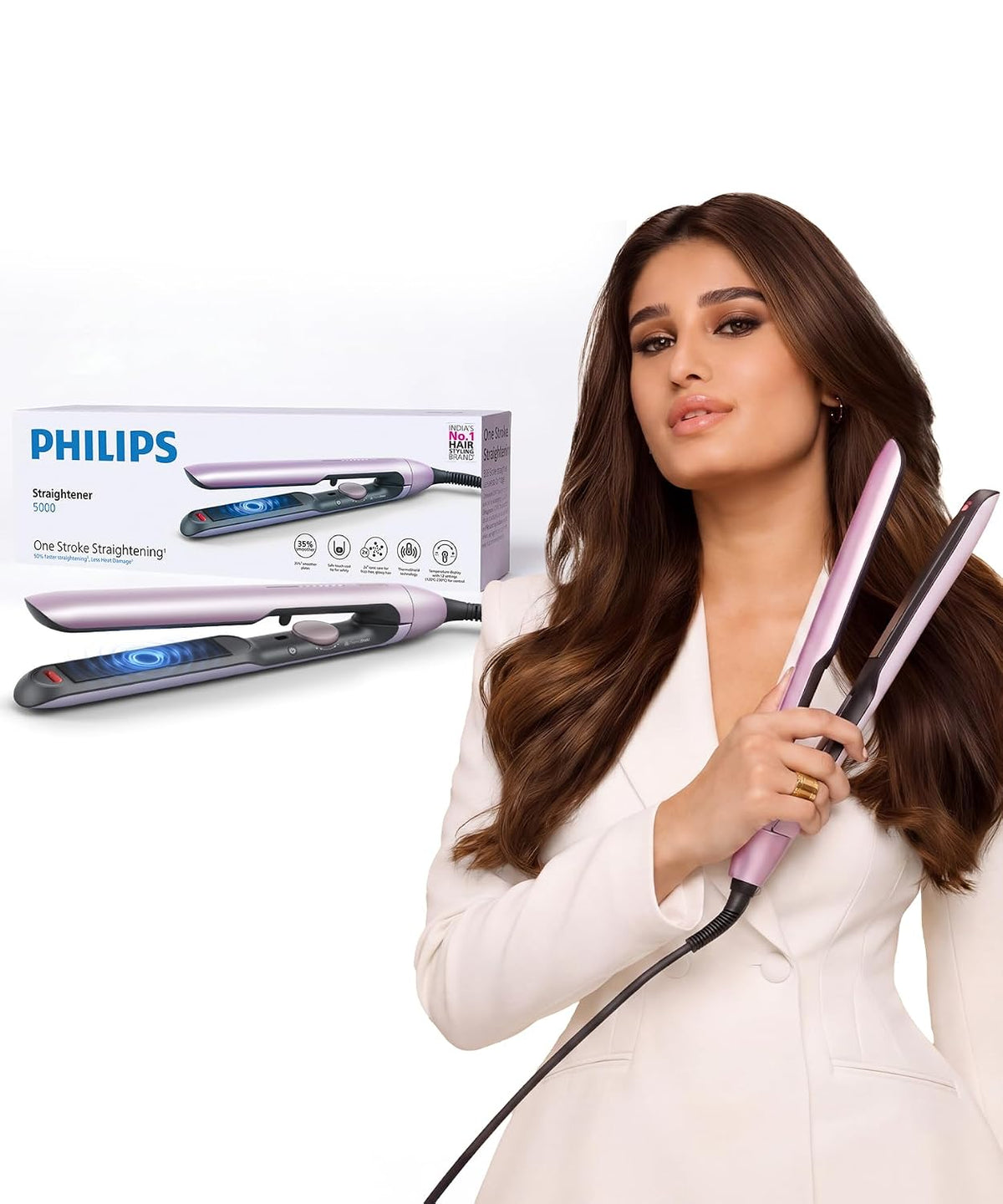 Philips One Stroke Hair Straightener with BluGlide Tech (bhs530)