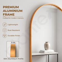 Plantex Aluminium Frame Mirror for Bathroom/Wall Mount Half-Capsule Mirror for Bedroom/Dressing Room/Living Room/Entryway - (Gold, 18x24 Inch)-5