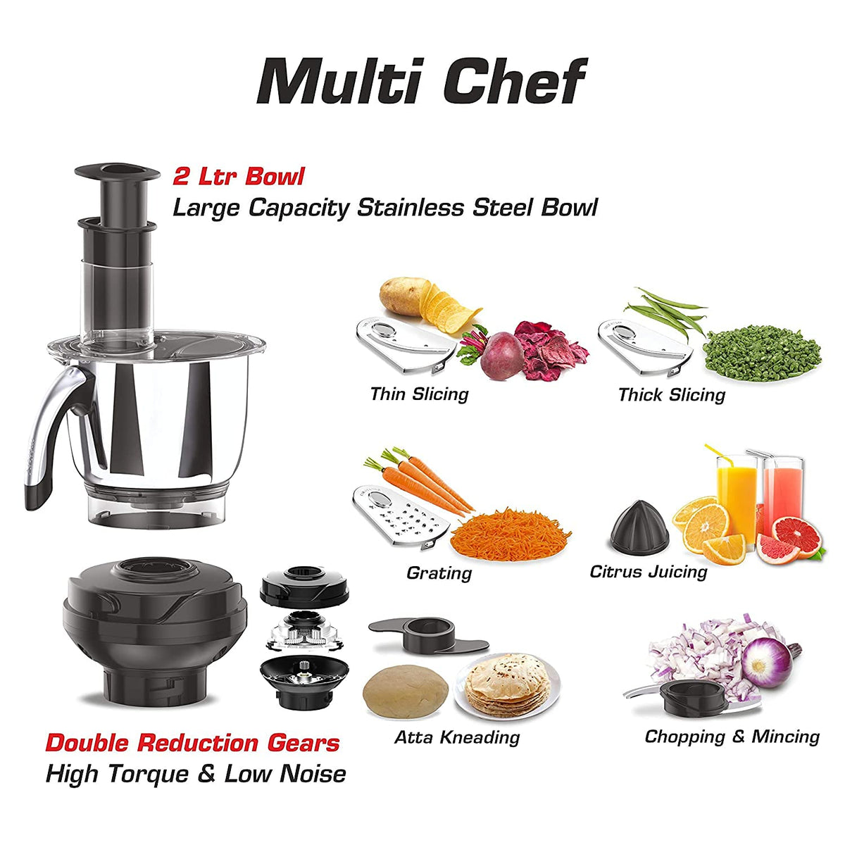 Vidiem MG 603 A VStar ADC 550 Watts 110 Volts Mixer Grinder (Black) - For Use in USA and Canada Only