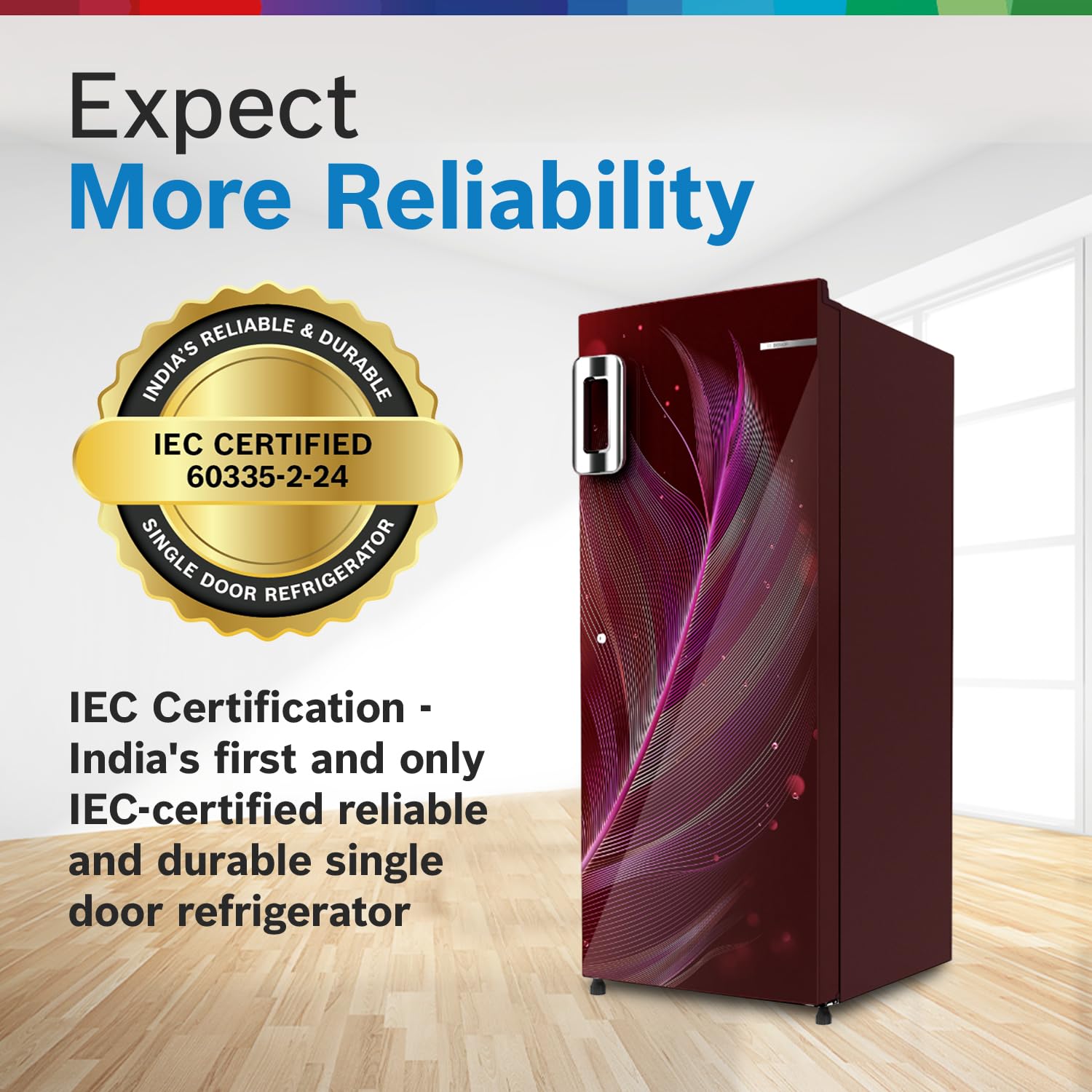 BOSCH 187 L, 3 Star, Single Door Refrigerator with Industry's largest vegetable box* & largest Beverage space (CST18W33NI, Feather Wine) | 18 Hour Cooling Retention, 2.5x Faster Cooling