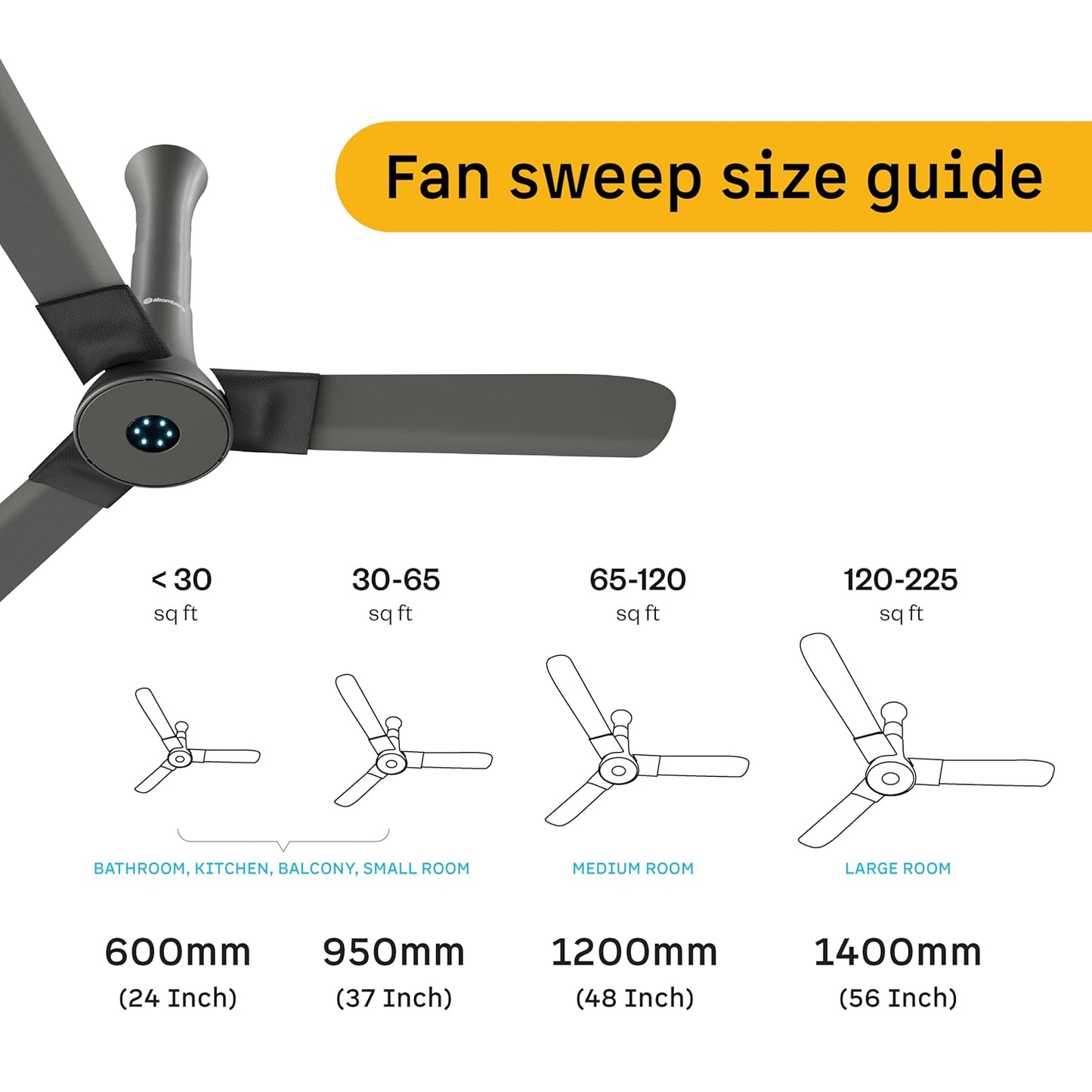 atomberg Studio+ 1200mm BLDC Ceiling Fan with Remote Control | BEE 5 star Rated Energy Efficient Ceiling Fan | High Air Delivery with LED Indicators | 2+1 Year Warranty (Sand Grey)