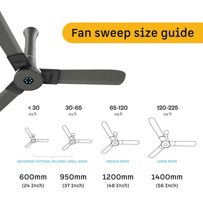 atomberg Studio+ 1200mm BLDC Ceiling Fan with Remote Control | BEE 5 star Rated Energy Efficient Ceiling Fan | High Air Delivery with LED Indicators | 2+1 Year Warranty (Sand Grey)