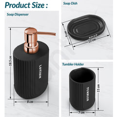 Plantex Ceramic Bathroom Set - Soap Holder for Bathroom/Liquid Soap Dispenser/Tumbler Holder/Toothbrush Holder - 3 Pcs Set (Model APS-NZBA-421)-5