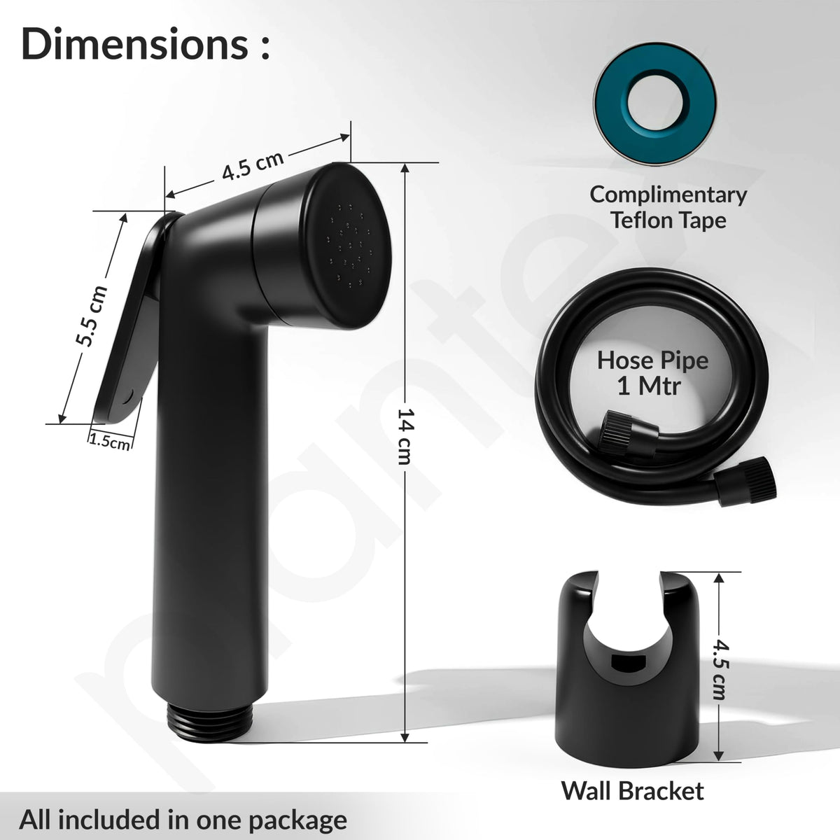 Plantex Jet Spray for Toilet/ABS Health Faucet with 1 Meter Shower Hose Pipe and Wall Hook/Health Faucet Set for Bathroom/Hand Gun for Toilet - (Black)-4