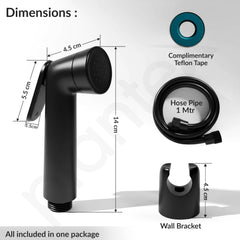 Plantex Jet Spray for Toilet/ABS Health Faucet with 1 Meter Shower Hose Pipe and Wall Hook/Health Faucet Set for Bathroom/Hand Gun for Toilet - (Black)-4