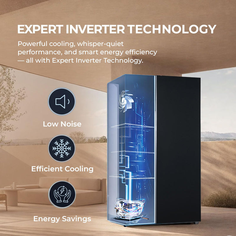 Haier 602 L 3 Star Frost Free Expert Inverter 2-Door Side by Side Refrigerator (HRS-682KS, Black Steel, Magic Convertible, Deo Fresh Technology, 2026)-4
