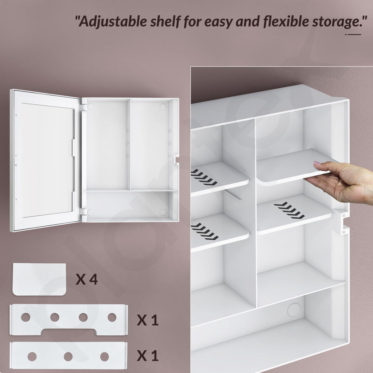 Plantex Bathroom Cabinet with Mirror/ABS Bathroom Storage Cabinet/Mirror Cabinet for Wall/Mirror with Storage for Bathroom(14x18 Inch, White)-5
