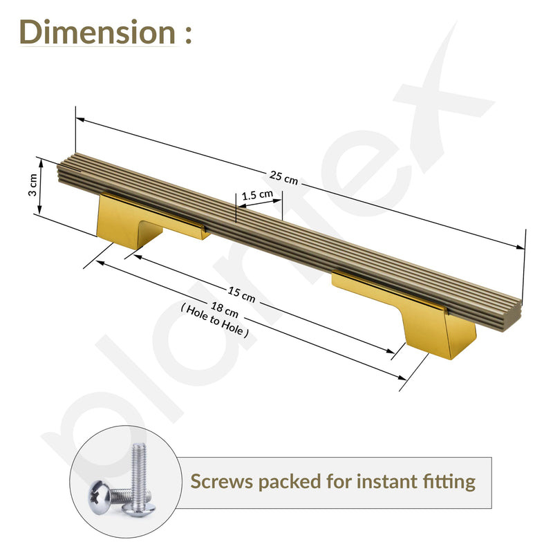 Plantex Cabinet Handle/Kitchen Cabinet Door Handle/Wardrobe/160 mm Cupboard Handle/Door Pull-Push Handle for Home/Office - Pack of 2 (Brass Antique & Gold)-3