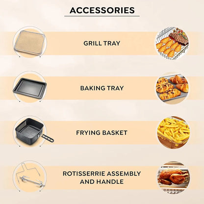 Prestige Air Chef 12 Litre Air Fryer Oven|360 Degree Rapid Air Technology|10 Preset Menus|Unique Multi-Level Design| Smoke-Free Technology|Black & Rose Gold, 1800 Watts