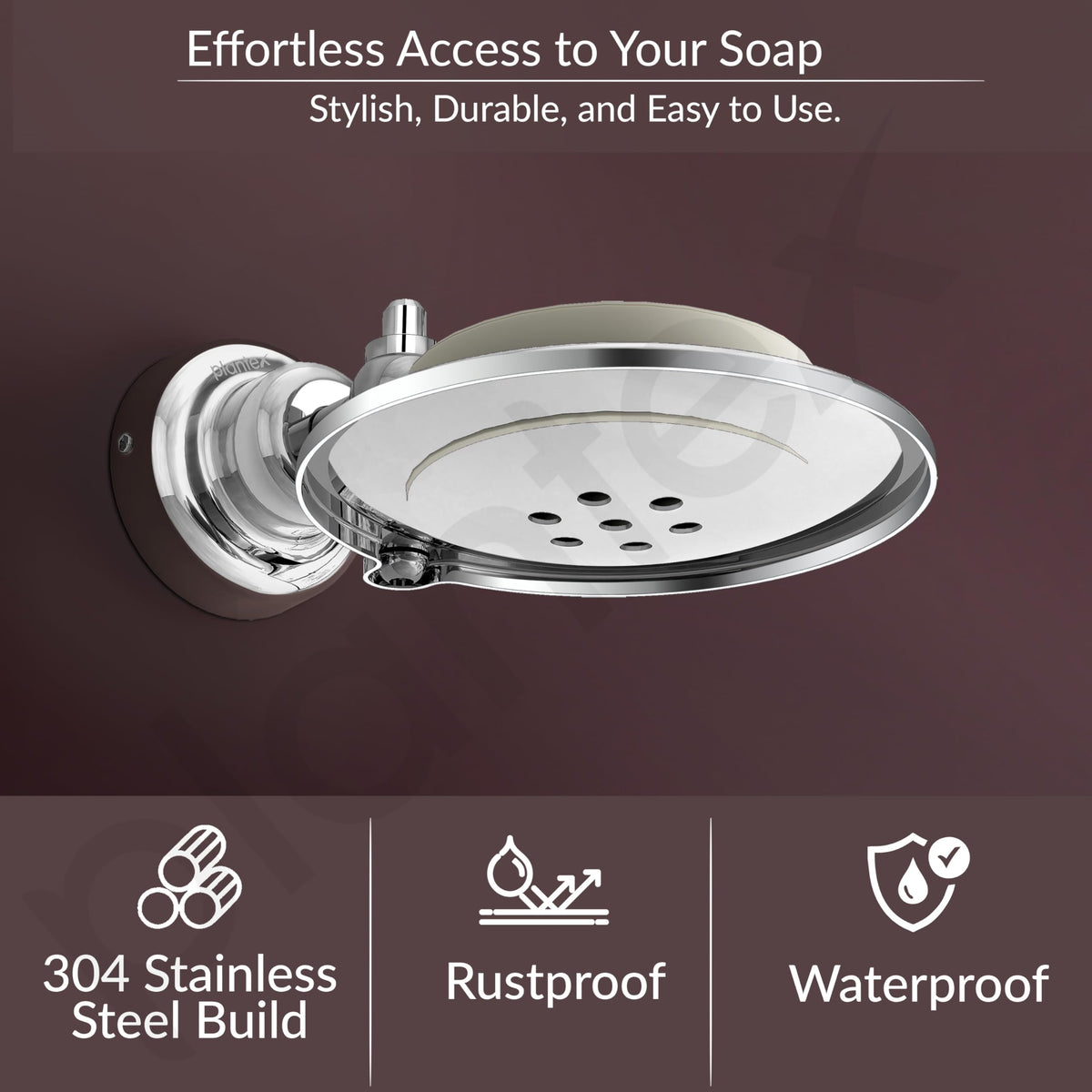 Plantex 304 Grade Stainless Steel Soap Dish/Soap Stand/Bathroom Soap Holder/Bathroom Accessories Skyllo (Chrome)-4