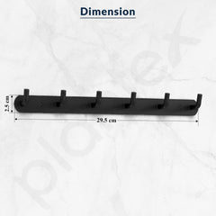 Plantex Stainless Steel Towel Hangers/Wall Hooks for Hanging Cloth/Bathroom Robe Hooks/Door Hangers/Hook Rail for Hanging Keys - 6 Hooks (Pack of 2, Black)-2