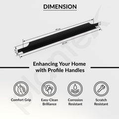 Plantex Profile Handle for Kitchen Cabinet/24 Inch Aluminium Drawer Profile Handle/Wardrobe Pull Handle for Home/Office/Hotel - Pack of 3 (Black) (Model APS-PF-1003)-3
