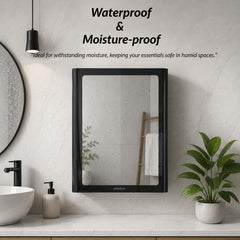 Plantex Bathroom Cabinet with Mirror/ABS Bathroom Storage Cabinet/Wall Mounted Bathroom Cabinet/Mirror with Storage for Bathroom(14x18 Inch, Black)-3