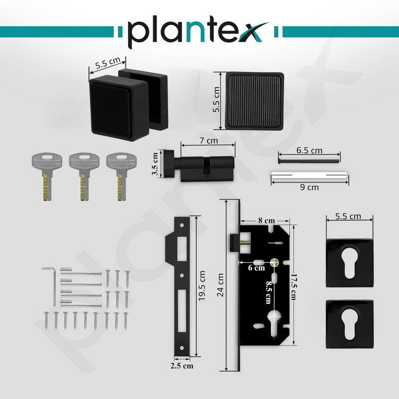 Plantex Heavy Duty Door Lock/Main Door Mortise Lock Handle/Handle Set for Home/Office/Door Accessories - (PT-011, Black)-3