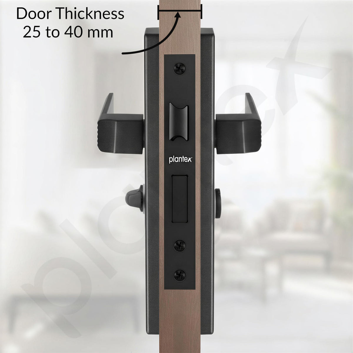 Plantex Stainless Steel Door Lock Bathroom Door Lock/Mortise 8inch Keyless Plate Handle Set for Home/Bathroom/Store Room/Balcony/Office - Pack of 1 (DTM-661, Z-Black)-3