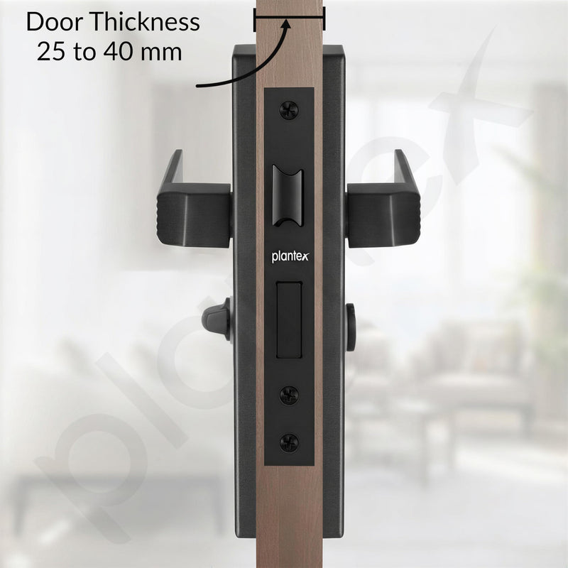 Plantex Stainless Steel Door Lock Bathroom Door Lock/Mortise 8inch Keyless Plate Handle Set for Home/Bathroom/Store Room/Balcony/Office - Pack of 1 (DTM-661, Z-Black)-3