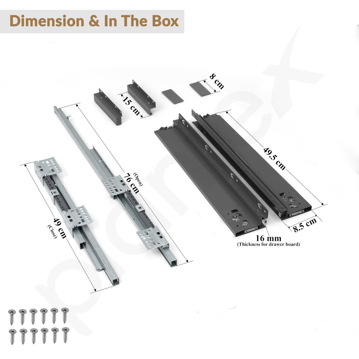 Plantex Tandem Box Drawer for Kitchen/Soft Close Tandem Box for Modular Kitchen/Tandem Basket/Load Capacity Upto 45 Kg - Grey (20 x 4 inch)-3