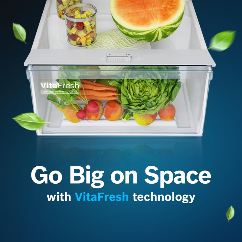 Bosch 368L, 1 Star, Frost Free Double Door Refrigerator with 2.5 L Water Dispenser | 6-in-1 Convertible Storage Modes | Fresh up to 10 Days | Touch Panel | 2 Cooling System (CTC39S21AI, Steel, 2026)