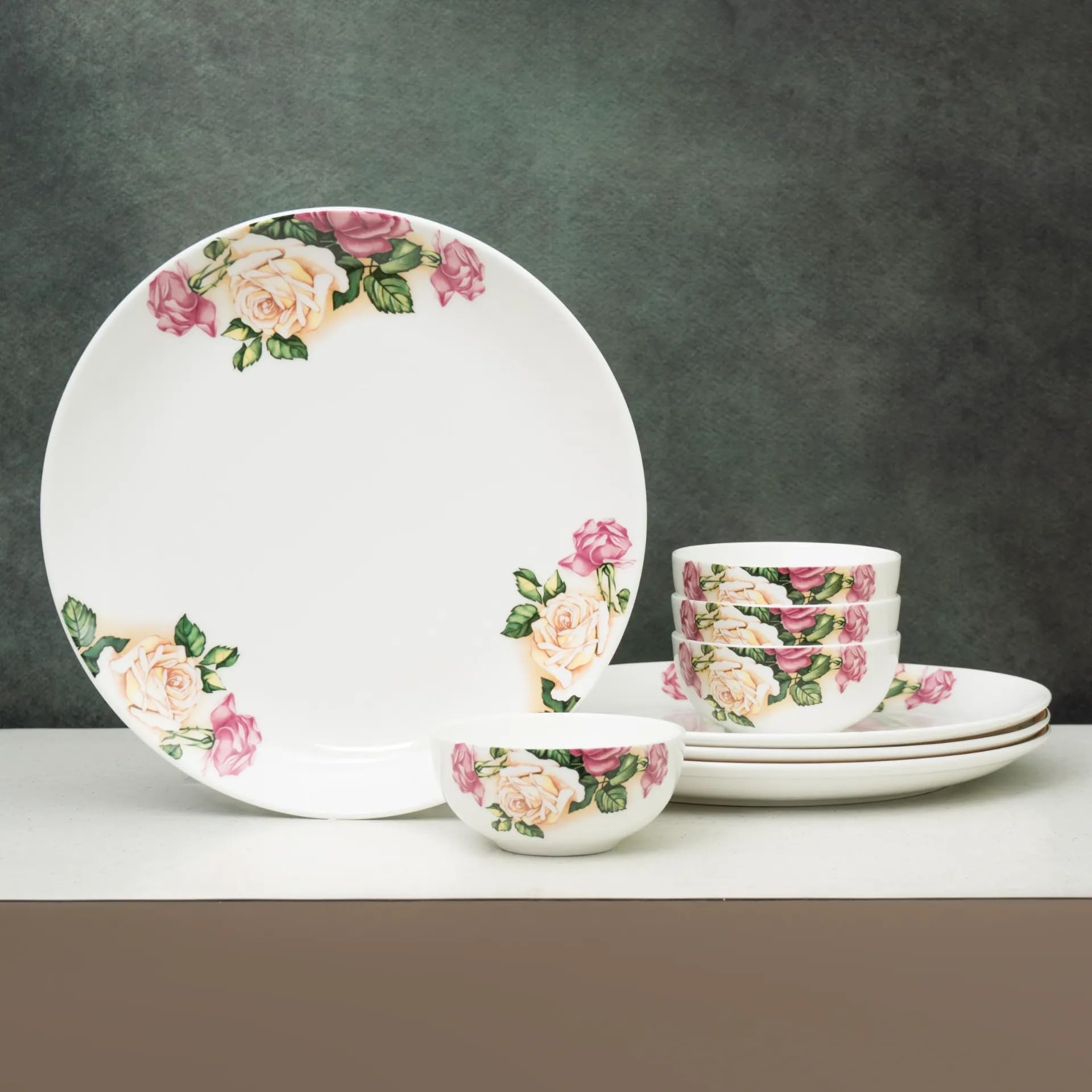 Clay Craft Fine Ceramic Eco Dinner Set, Enchanting Gold, for Family of 4, Dinner Set Ceramic, Crockery Set, Dining Set for Dinner, Crockery Set for Gift, Kitchen Set (ECO6, 8 Pieces)