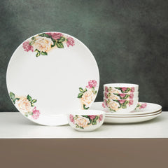 Clay Craft Fine Ceramic Eco Dinner Set, Enchanting Gold, for Family of 4, Dinner Set Ceramic, Crockery Set, Dining Set for Dinner, Crockery Set for Gift, Kitchen Set (ECO3, 12 Pieces)
