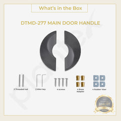 Plantex Premium 8-inch Door Handle Round Shape Main Door Handle/Pull Push Door Handle/Door & Home Decor/3 Years Warranty Pack of 1 (277-Black)-5