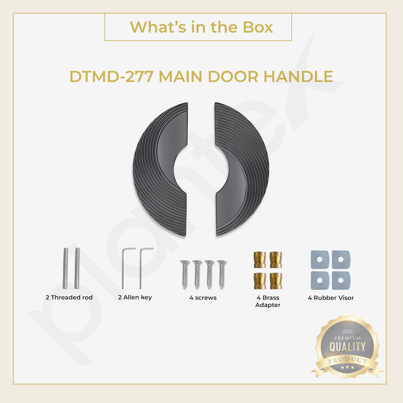 Plantex Premium 8-inch Door Handle Round Shape Main Door Handle/Pull Push Door Handle/Door & Home Decor/3 Years Warranty Pack of 1 (277-Black)-5