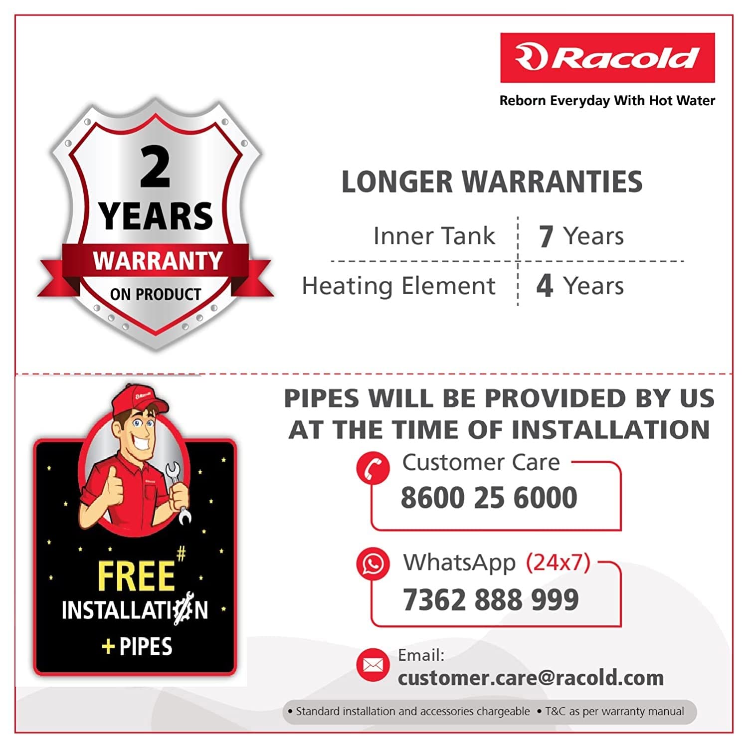 Racold Omnis LUX 10LTR VERTICAL 4 Star WATER HEATER (White Body with Black PANEL)