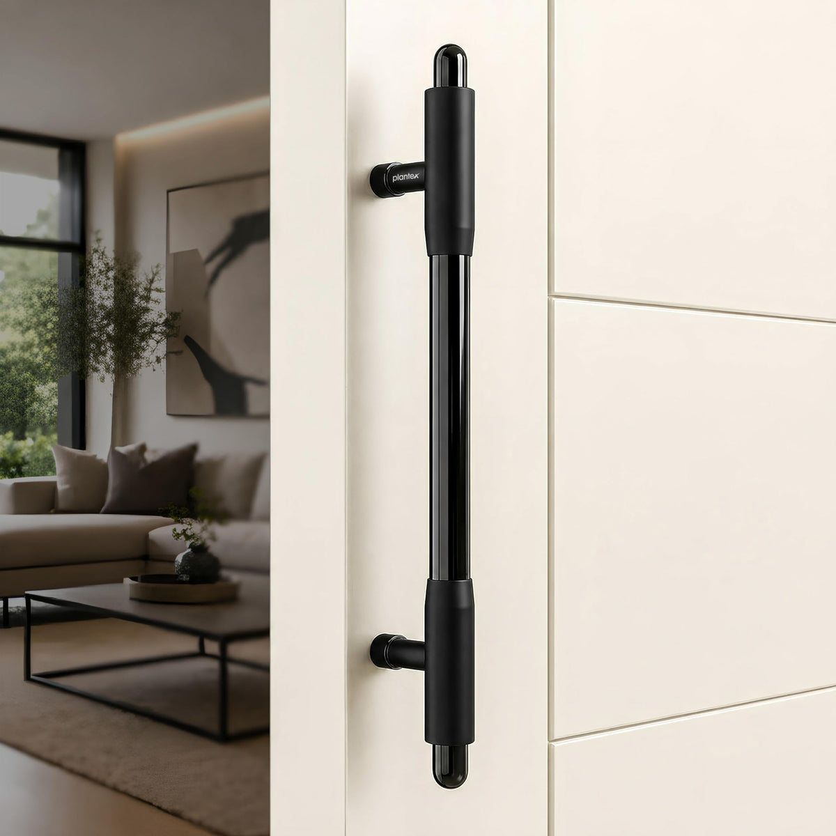 Plantex 12 Inch Main Door Handle/Pull-Push Handle for Main Door/Stainless Steel Handle for Home&Office/Hotel - Pack of 1 (Z-Black & PVD Black)