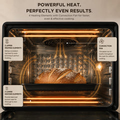 Faber Air Fryer Oven 18L 1500W | Bake Tray, Tray Handle & Crumb Tray | Dishwasher safe removable parts |6 Preset Auto Pr