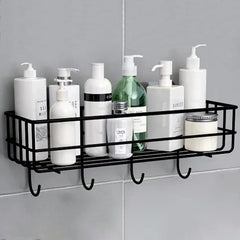 Plantex Bathroom Organizer Without Drill/GI Steel Self Adhesive Bathroom Shelf for Wall with Magic Stickers/Self Adhesive Kitchen Shelf with Hooks (Pack of 4)-6