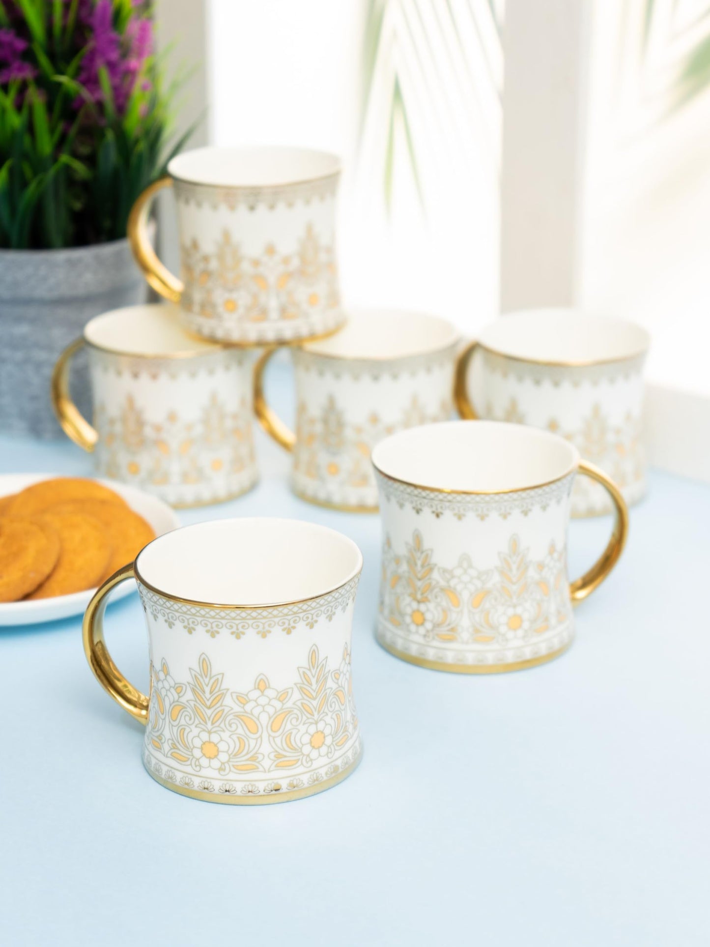 Clay Craft - Diamond Coffee Mugs Set, 6-pieces, 230ml, Ebony E671, multicolor, standard (CM-DIAMOND-EBONY-E671)