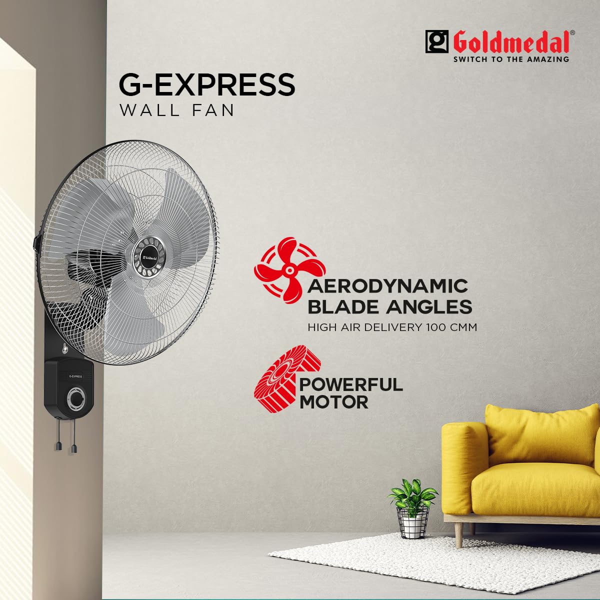 Goldmedal G-Express 450 mm Wall Mount Fan For Home and Office-2