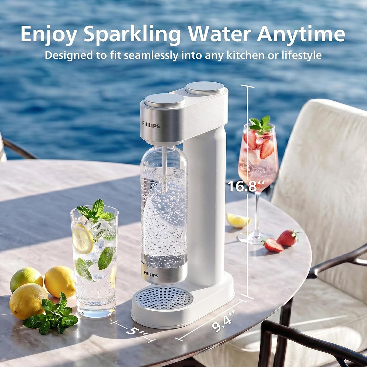 Philips Sparkling Water Maker, Soda Streaming Machine with Quick Twist Bottle (ADD4902WHOQ/37)