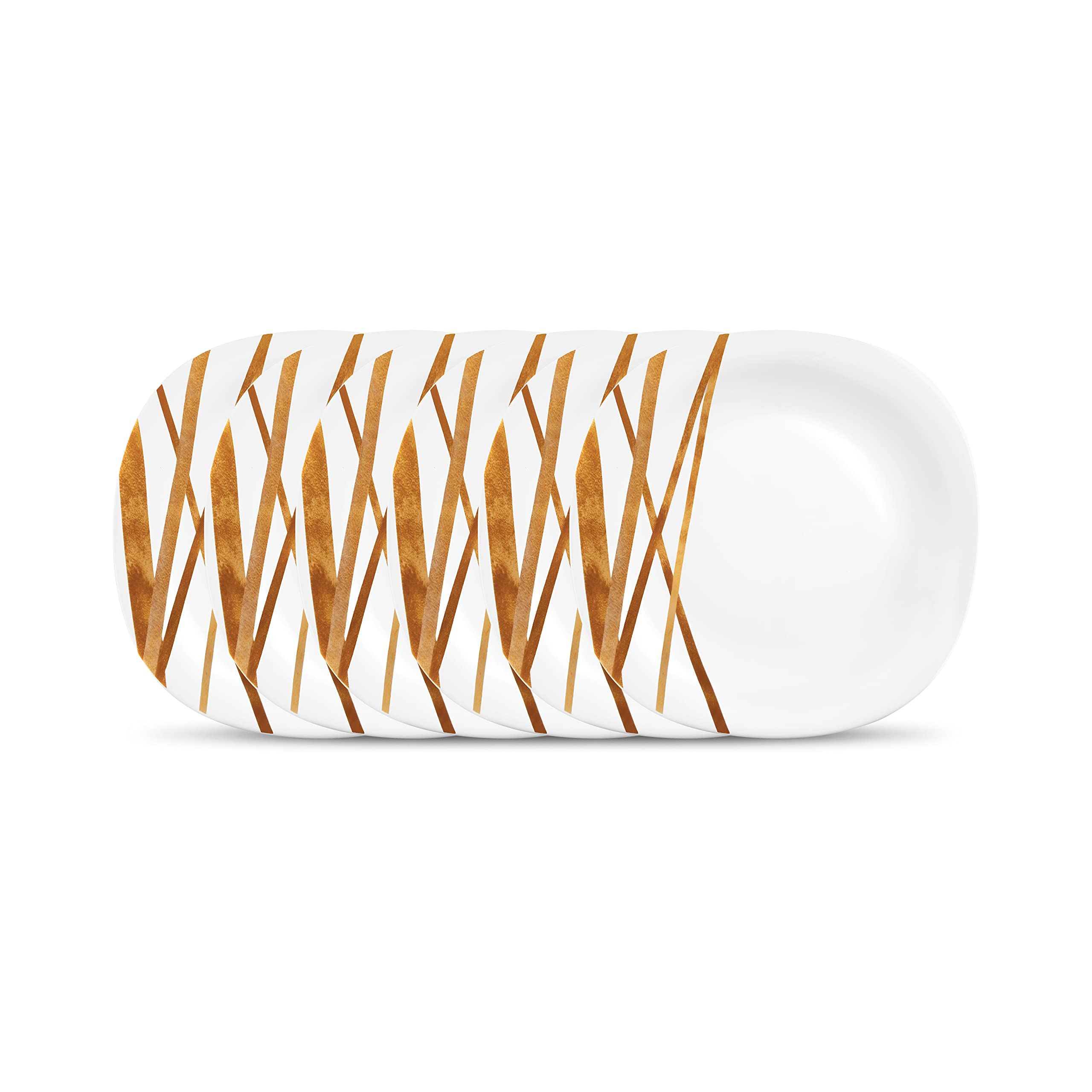 La Opala Diva Quadra Collection Opal Glass Crockery | Full Plate Set of 6 Summertide | Square Dinner Plate for Dining & Gifting | Microwave Safe | 100% Vegetarian | Extra Strong | Light & White