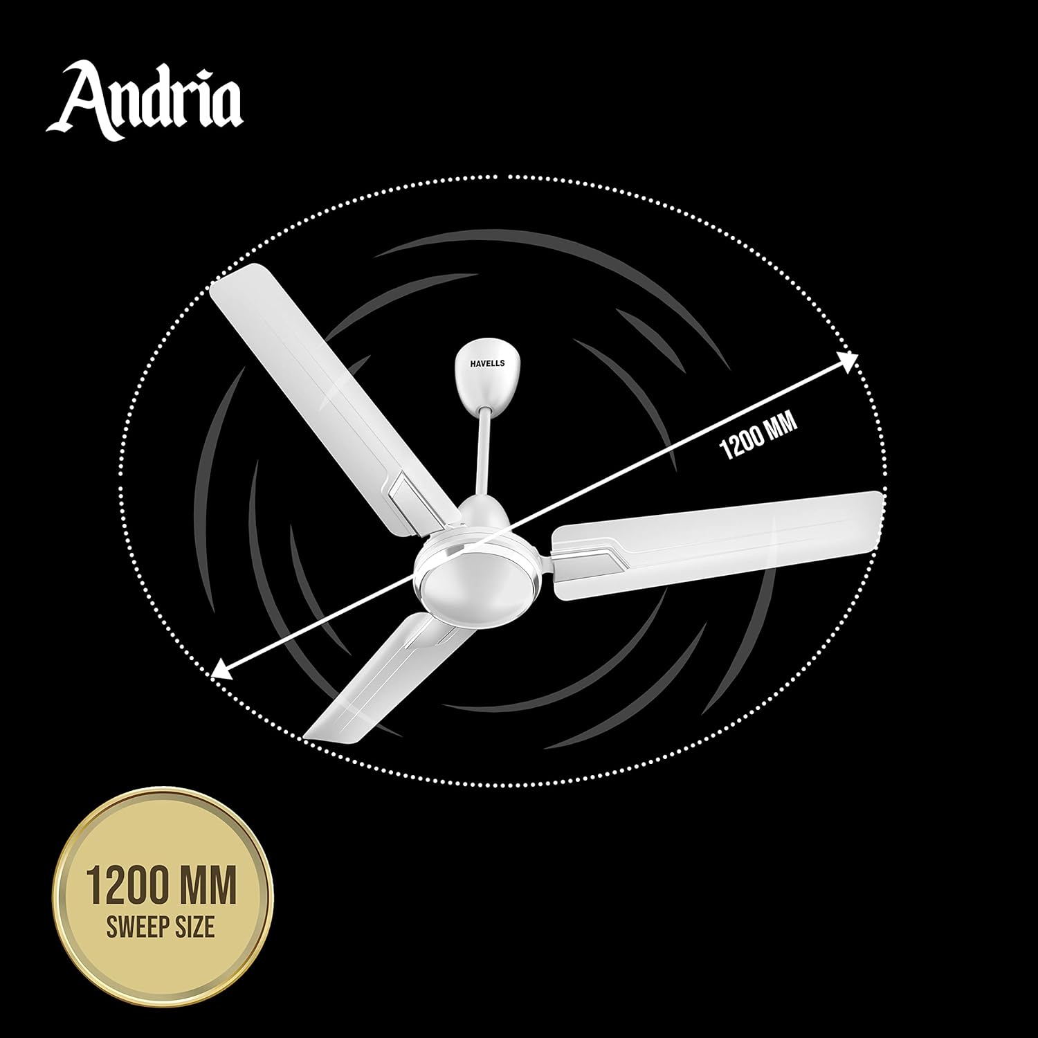 Havells Andria 1200mm Ceiling Fan (Pearl White), Standard