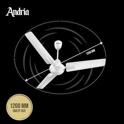 Havells Andria 1200mm Ceiling Fan (Pearl White), Standard