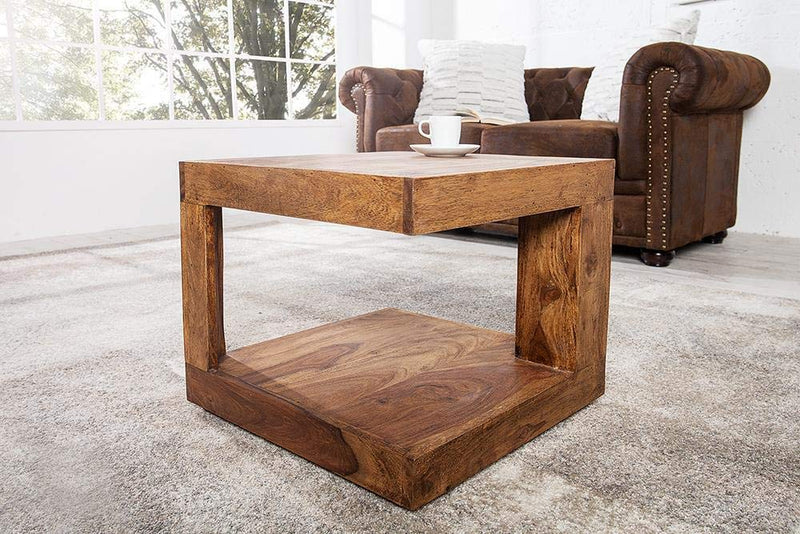 Sheesham Wood Walnut Finish Coffee Center Table for Living Room (45 x 45 x 40 cm, Brown)
