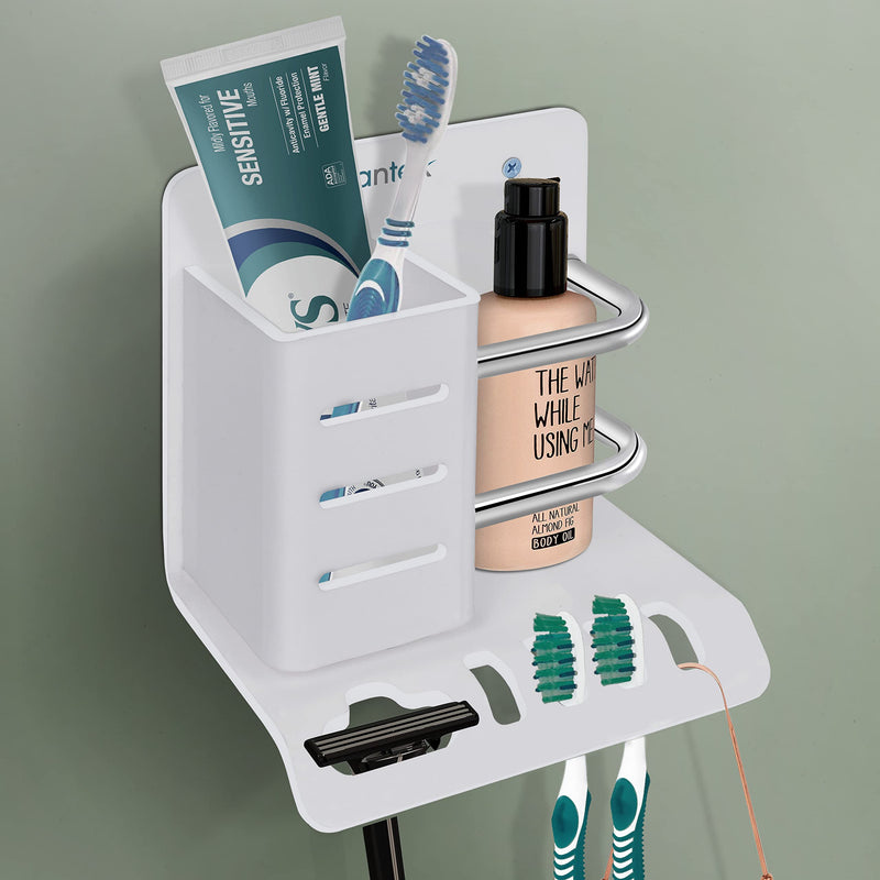 Plantex Acrylic Multipurpose Tooth Brush Holder/Stand/Tumbler for Bathroom Accessories - (White)-1