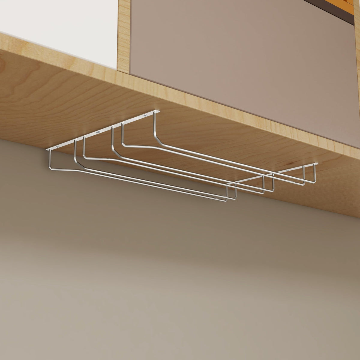 Plantex Stainless Steel Wine Glass Holder/3-Line Hanging Wine Glasses Rack/Upside-Down Glass Organizer Stand for Kitchen & Bar (L20 X W13 Inches - Triple Line), Hanging Shelves-5