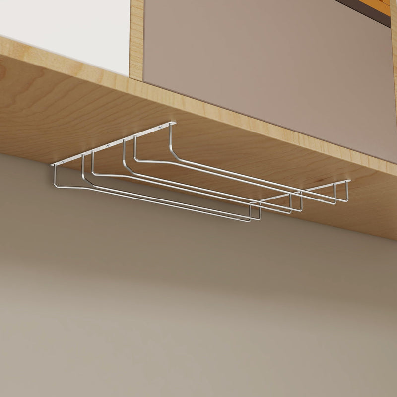 Plantex Stainless Steel Wine Glass Holder/3-Line Hanging Wine Glasses Rack/Upside-Down Glass Organizer Stand for Kitchen & Bar (L20 X W13 Inches - Triple Line), Hanging Shelves-5