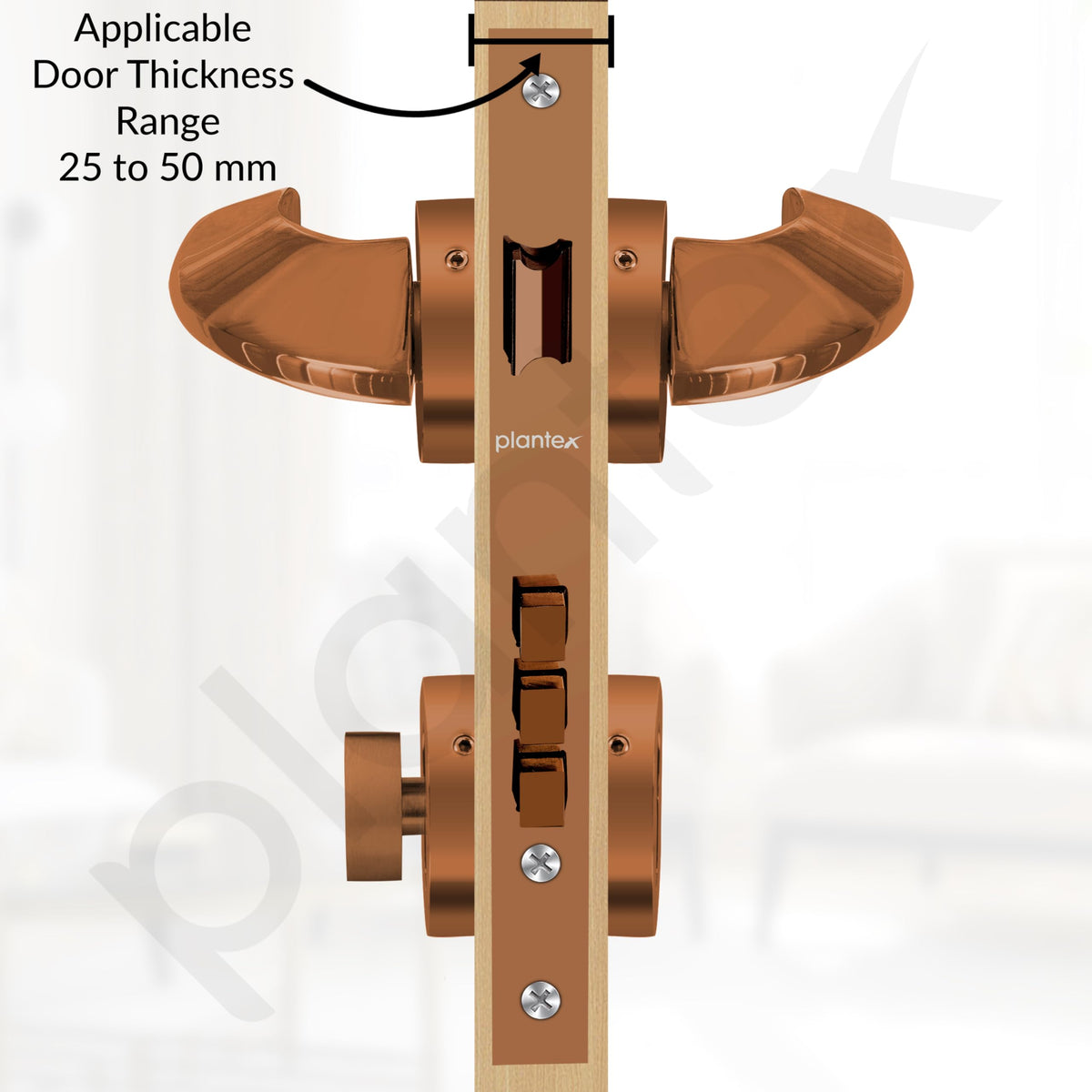 Plantex Door Lock for Home/Main Door Lock Set/Mortise Lock Set with Brass Lock Body & Cylinder - 3 Years of Warranty (7128, PVD Choco)-3