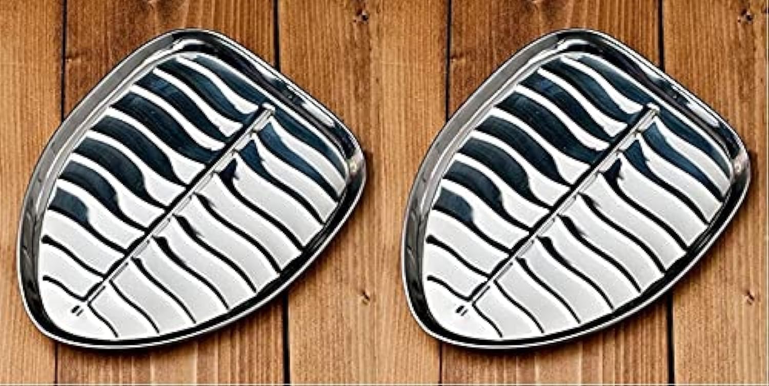 Dynore Stainless Steel 2 Pcs Banana Leaf Shape Dinner/Snack/Mess Tray Set of 2