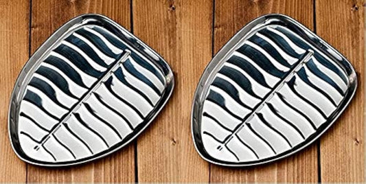 Dynore Stainless Steel 2 Pcs Banana Leaf Shape Dinner/Snack/Mess Tray Set of 2