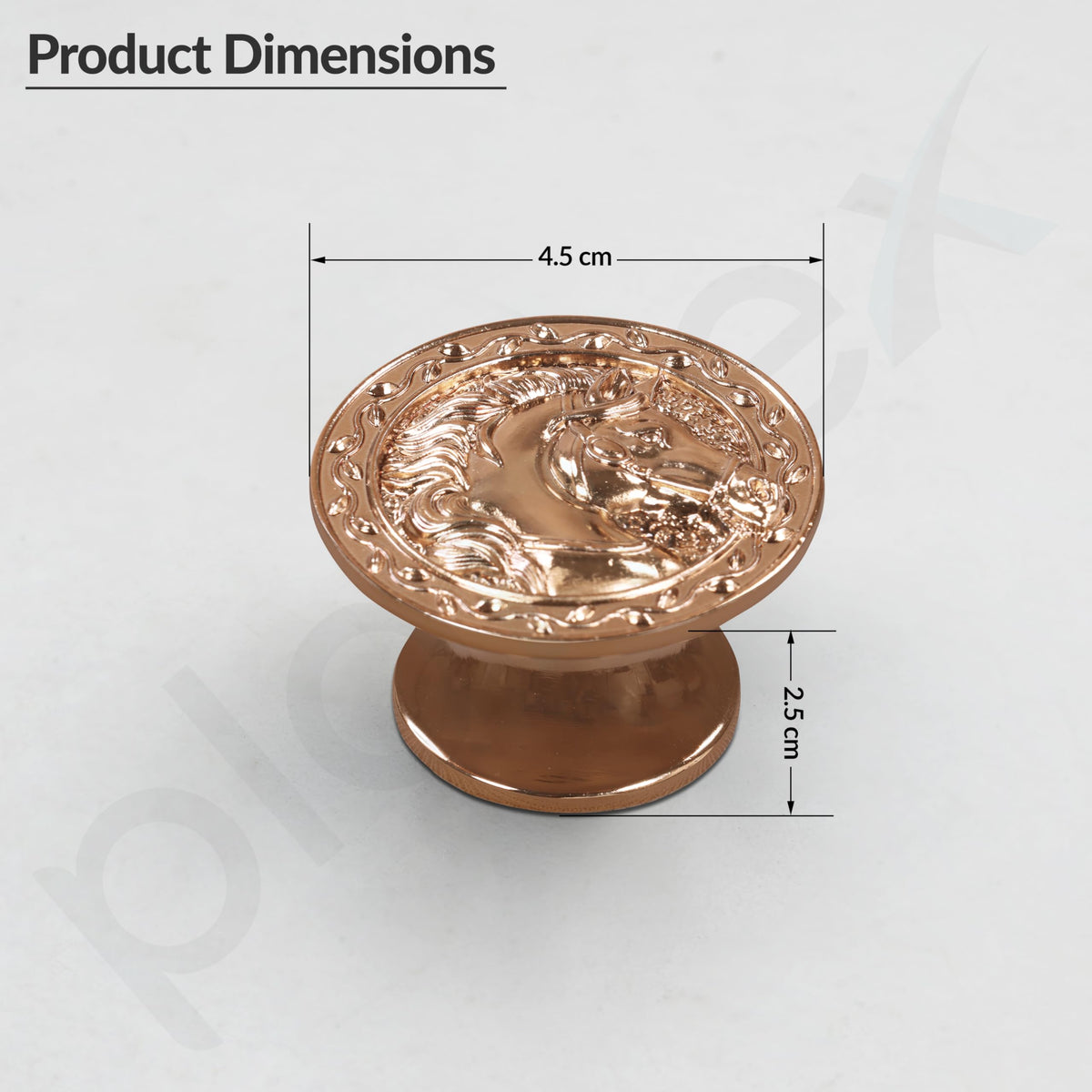 Plantex Horse Face Knobs for Drawer/Kitchen Cabinet Knobs/Pulls Handles for Wardrobe Kitchen - Pack of 6 Pieces (Rose Gold)-2