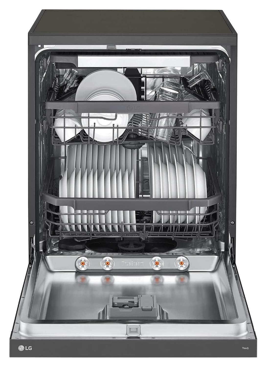 LG 15 Place Settings with TrueSteam Technology Freestanding Dishwasher (DFB435FM, Matte Black, Auto Open Door, QuadWash, EasyRack Plus-Easy to load)-3