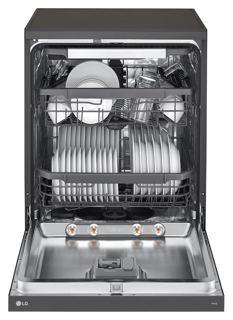 LG 15 Place Settings with TrueSteam Technology Freestanding Dishwasher (DFB435FM, Matte Black, Auto Open Door, QuadWash, EasyRack Plus-Easy to load)-3