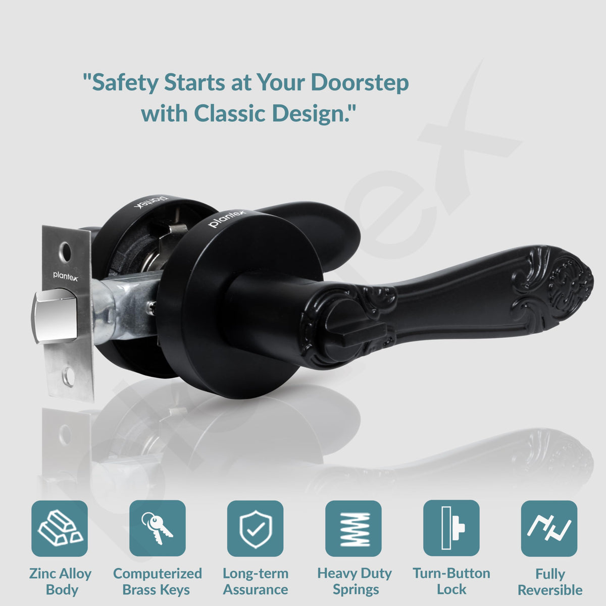 Plantex Door Lock for Main Door/Mortise Lock for Home/Door Handle Lock Set with 3 Computerise Keys - (Black)-3