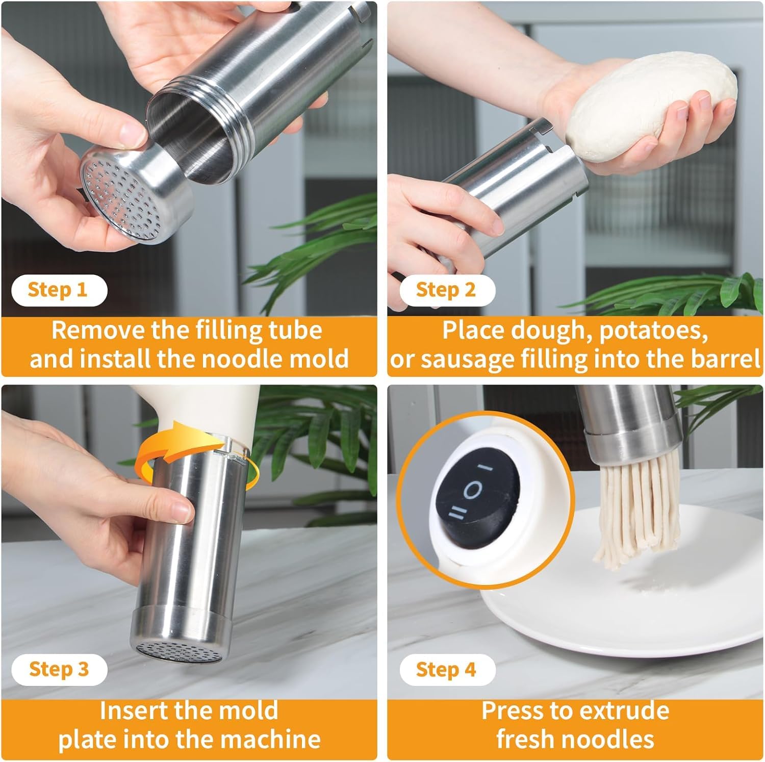 MALATA Pasta Maker Machine with 5 Extrusion Discs | Automatic Noodle Maker for Spaghetti, Ramen, Macaroni & Flat Pasta